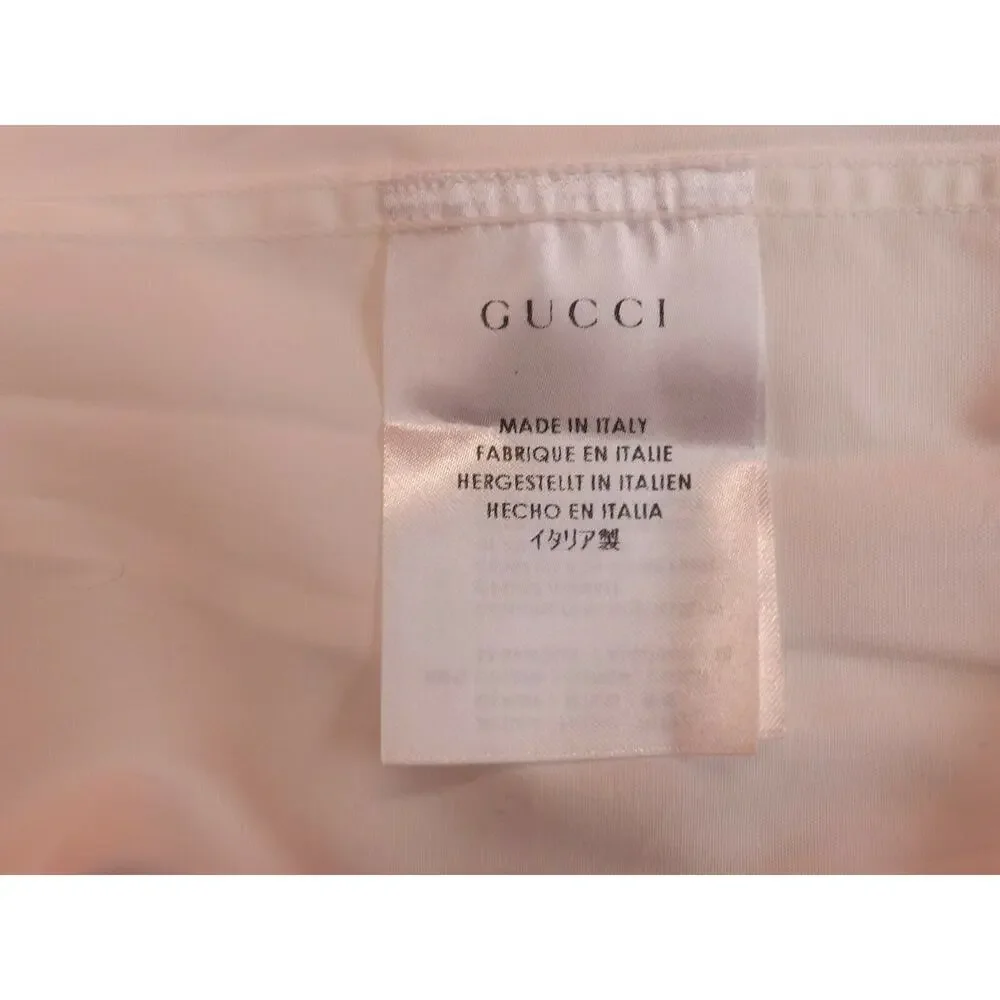 NWT GUCCI WHITE POPELINE PIECE COTTON SKINNY DRESS 307635 SHIRT 17.5 44 ITALY